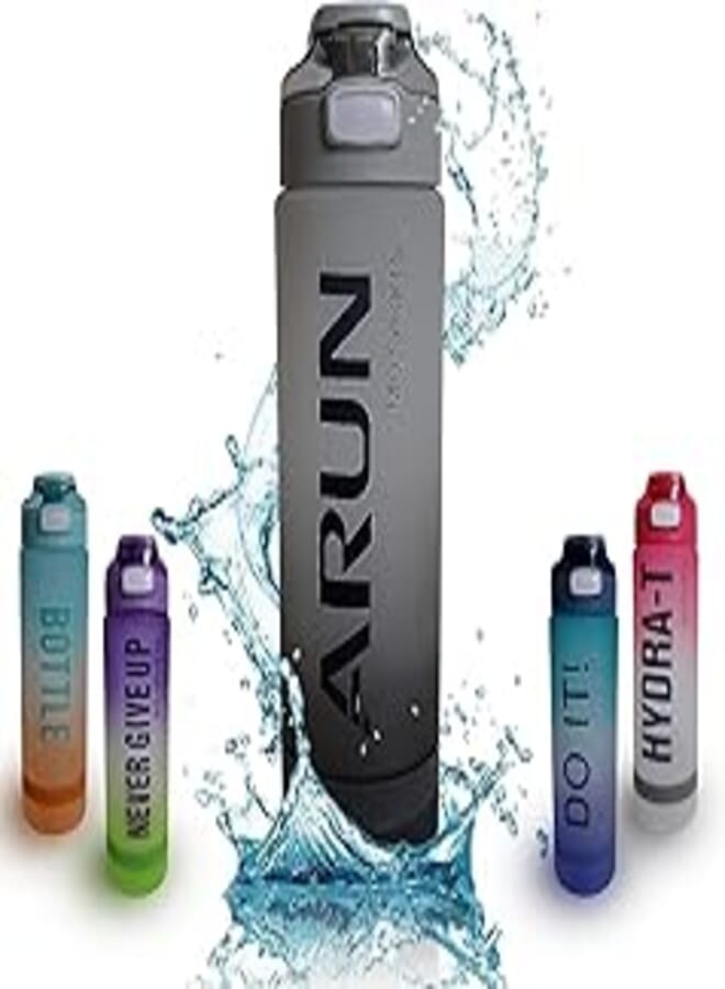 Sports Water Bottle 1L, BPA Free Leak-proof Motivational Water Bottle for Travel, Fitness, Outdoor Sports, Home, School, Gym, Yoga & Office (Multicolor)