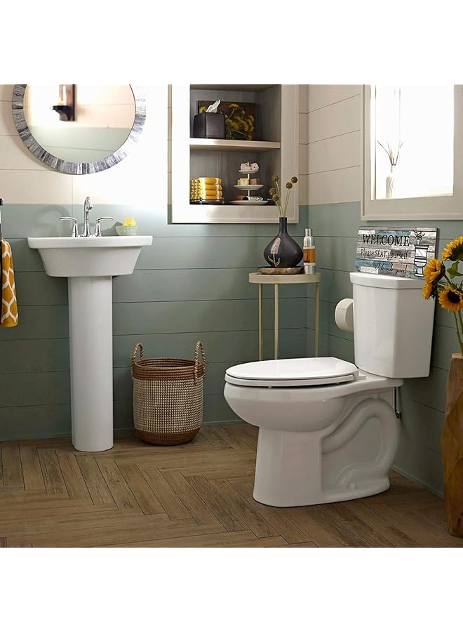 إيروريكس لافتة ديكور حائط حمام مضحكة، ديكورات حمام ريفية، مقاس 16 بوصة × 8 بوصة، لافتة تعليق على الحائط من الخشب كبيرة الحجم مكتوب عليها "يرجى الجلوس بنفسك" - Image 5