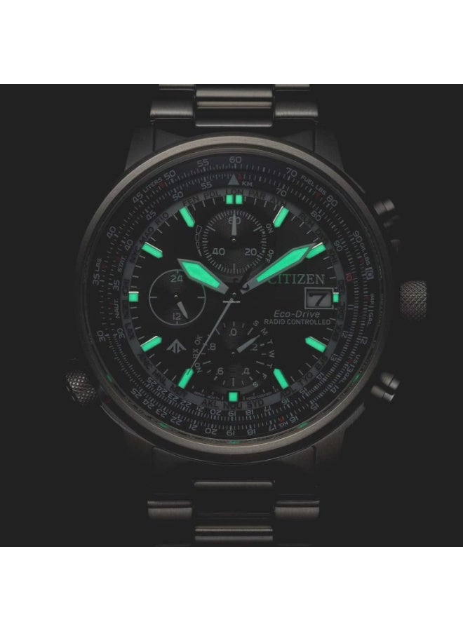 CITIZEN Promaster Sky Eco‑Drive Men's Watch AT8300‑58E, 41 mm Black Dial, Stainless Steel Bracelet, Radio‑Controlled Chronograph, 200 m WR - Image 5