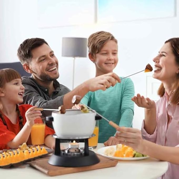 ريحني 6 قطع من شوك الفوندو بمقبض خشبي مانع للحرارة، شوك فاكهة بألوان عشوائية، مناسبة لنافورة الشوكولاتة وحلوى فوندو الجبن - Image 5