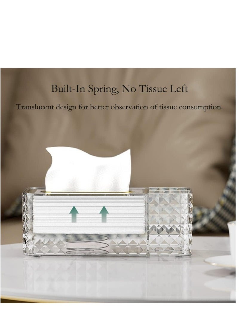 SYOSI Tissue Box Holder & Desk Organizer, Exquisite Clear Tissue Box Holders Rectangular, Multifunctional Tissue Box Cover Tissue Paper Box with Storage Box -9.5 * 4.7 * 3.5 Inches(Green) - Image 3