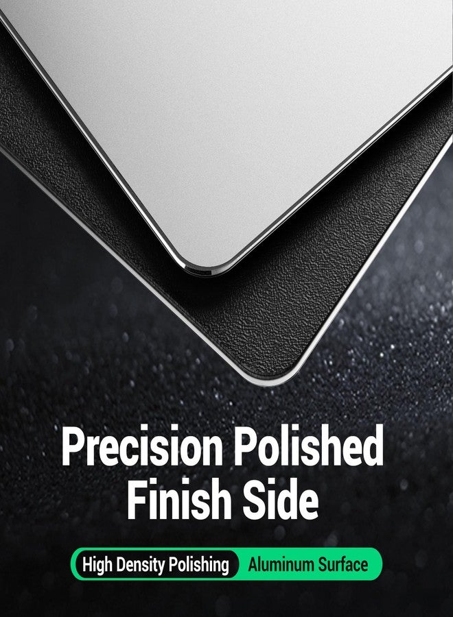 HONKID Hard Metal Mouse Pad for Desk, Aesthetic Rigid Mouse Pad for Magic Mouse and Pro/Air with Stable Rubber Base, Aluminum Mousepad for Travel and Home Office (Silver) - Image 2