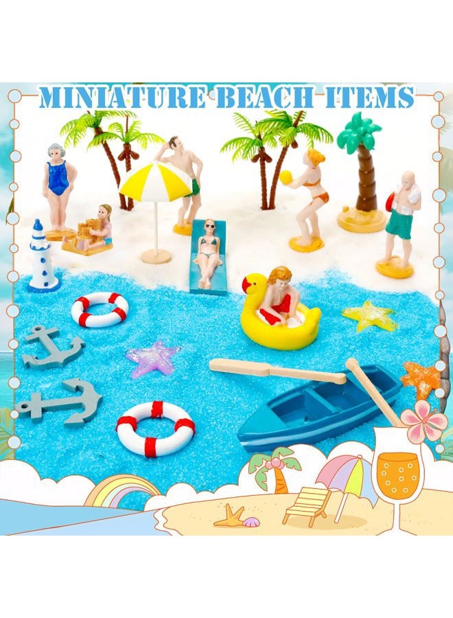 Warmtree 22PCS Miniature Beach Accessories,Miniature Beach Figure Palm Tree Boat Umbrella,Ocean Diorama Kit for DIY Cake Decorations Miniature Garden Accessories Summer Beach Swimming Party Favor Supplies - Image 5