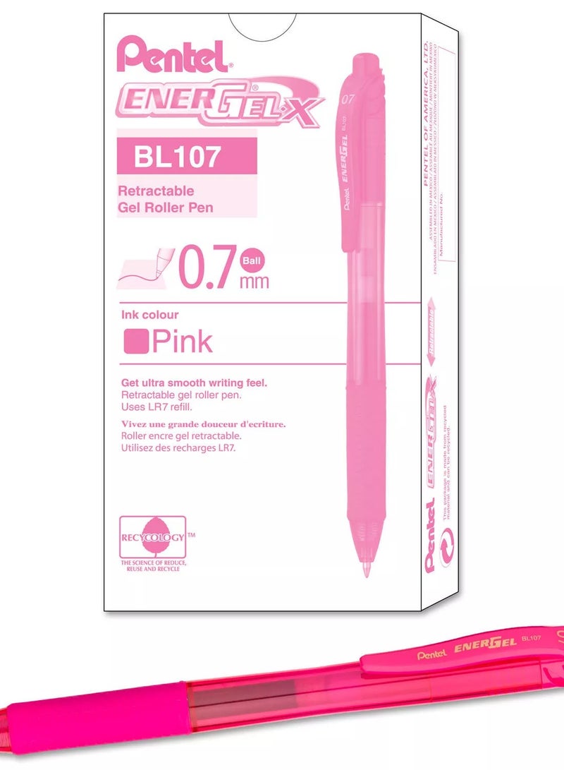 بنتل قلم جل انيرجيل اكس، PE-BL107-PH، رأس 0.7 ملم، وردي، 12حبة/علبة - Image 1