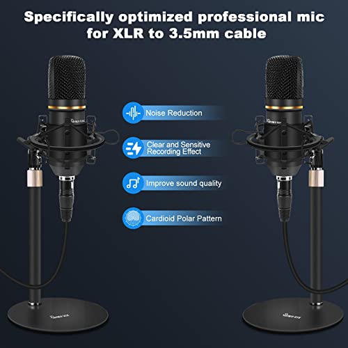Hayner-Seek Podcast Equipment Bundle for 2, Audio Mixer with Condenser Microphone and 48V Phantom Power Supply Audio Interface for Live Stream Record Game - Image 2