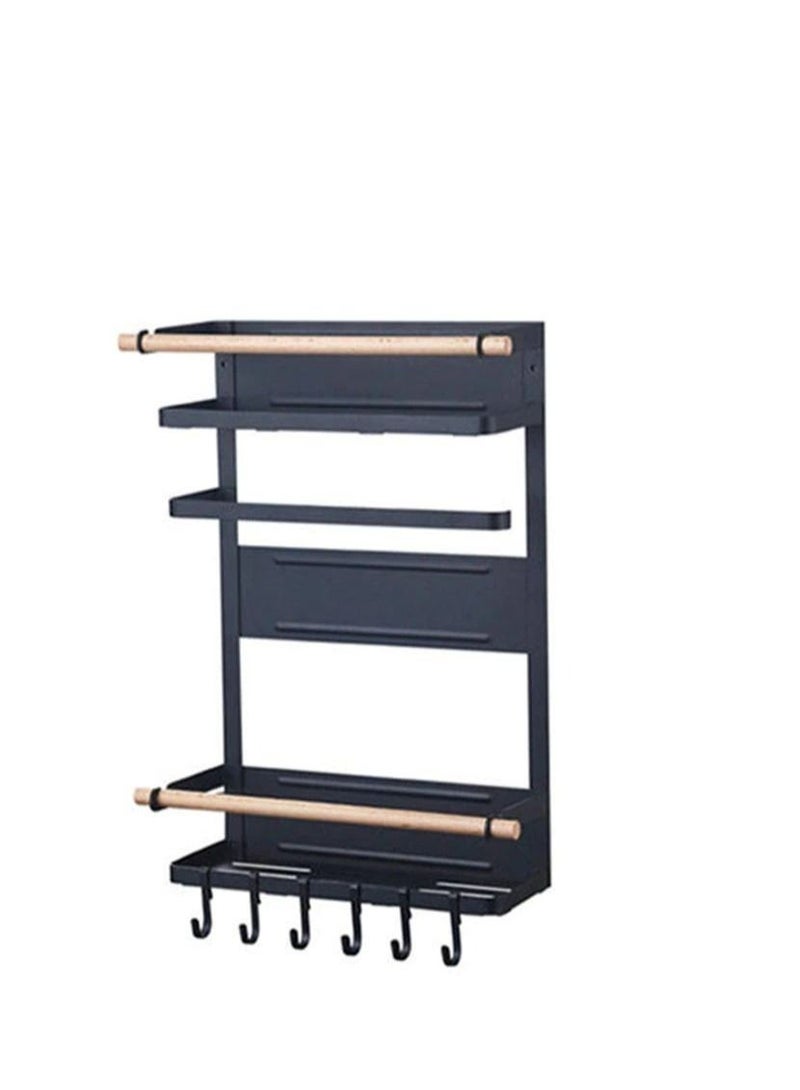 DARIYAH 4-Layer Magnetic Multi-functional Side Shelf Refrigerator Storage Rack Fridge Sidewall Holder Organizer with Hanging Hook J025 - Image 3