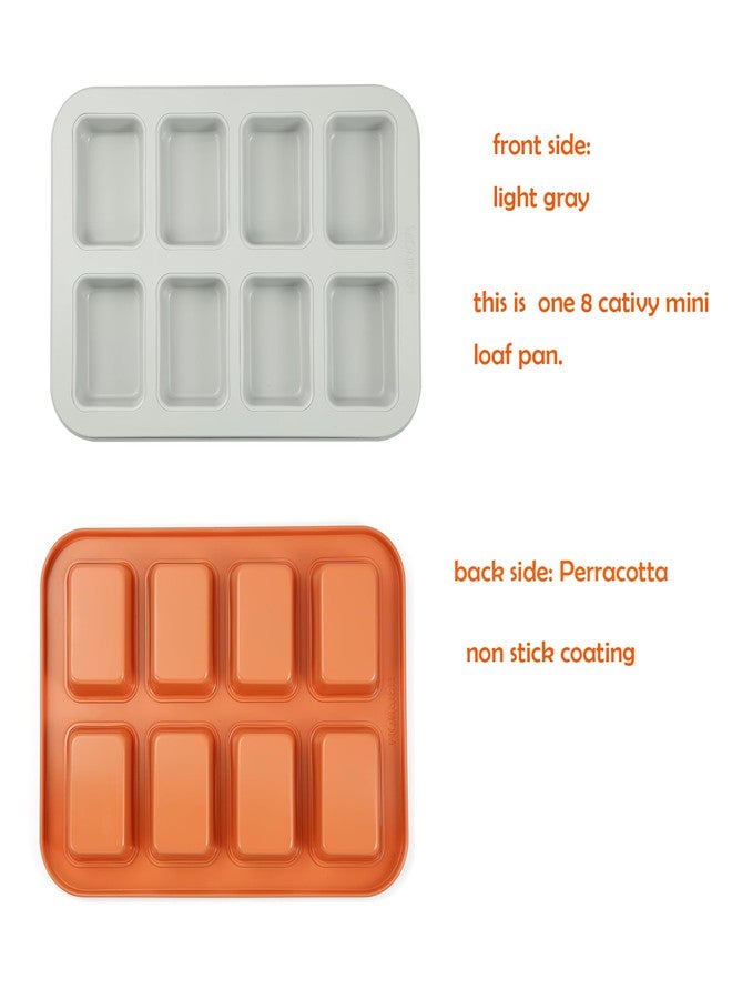 Monfish Mini Loaf Baking Pan 8 Cavity- Small Rectangle cake Pan -Financier Cake Mold Carbon Steel light gray non-stick coating bakeware w Perracotta base - Image 4