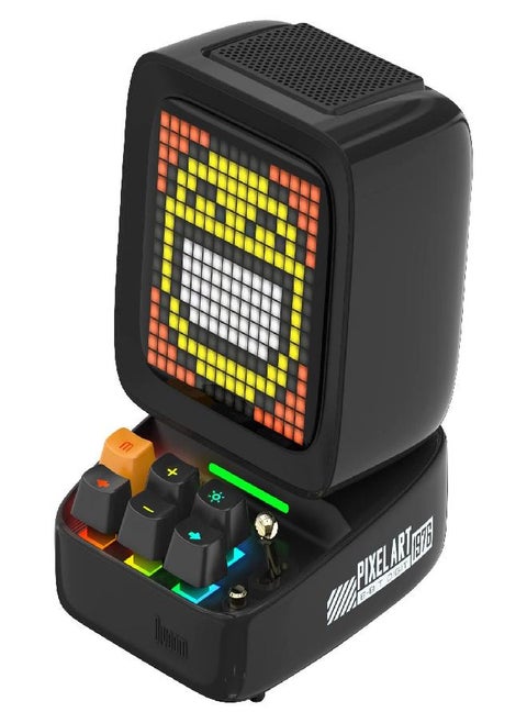 Divoom Ditoo Retro Pixel Art Game Bluetooth Speaker with 16X16 LED App Controlled Front Screen (Black)