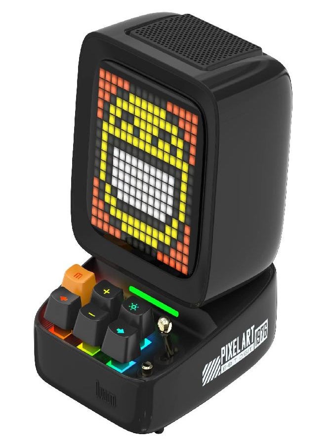 Divoom Divoom Ditoo Retro Pixel Art Game Bluetooth Speaker with 16X16 LED App Controlled Front Screen (Black)  - Image 1