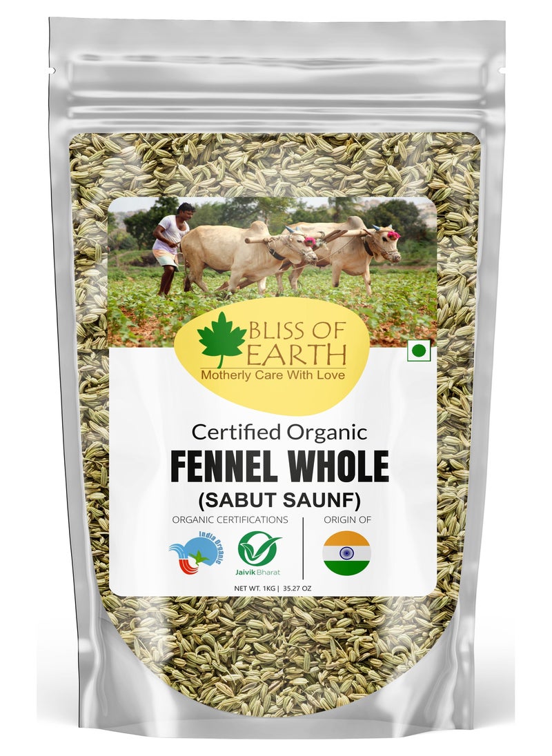 BLISS OF EARTH - 1KG Fennel seed Saunf Indian Spice Fresh & Sweet Great for Weight loss digestive health or Cooking - Image 1