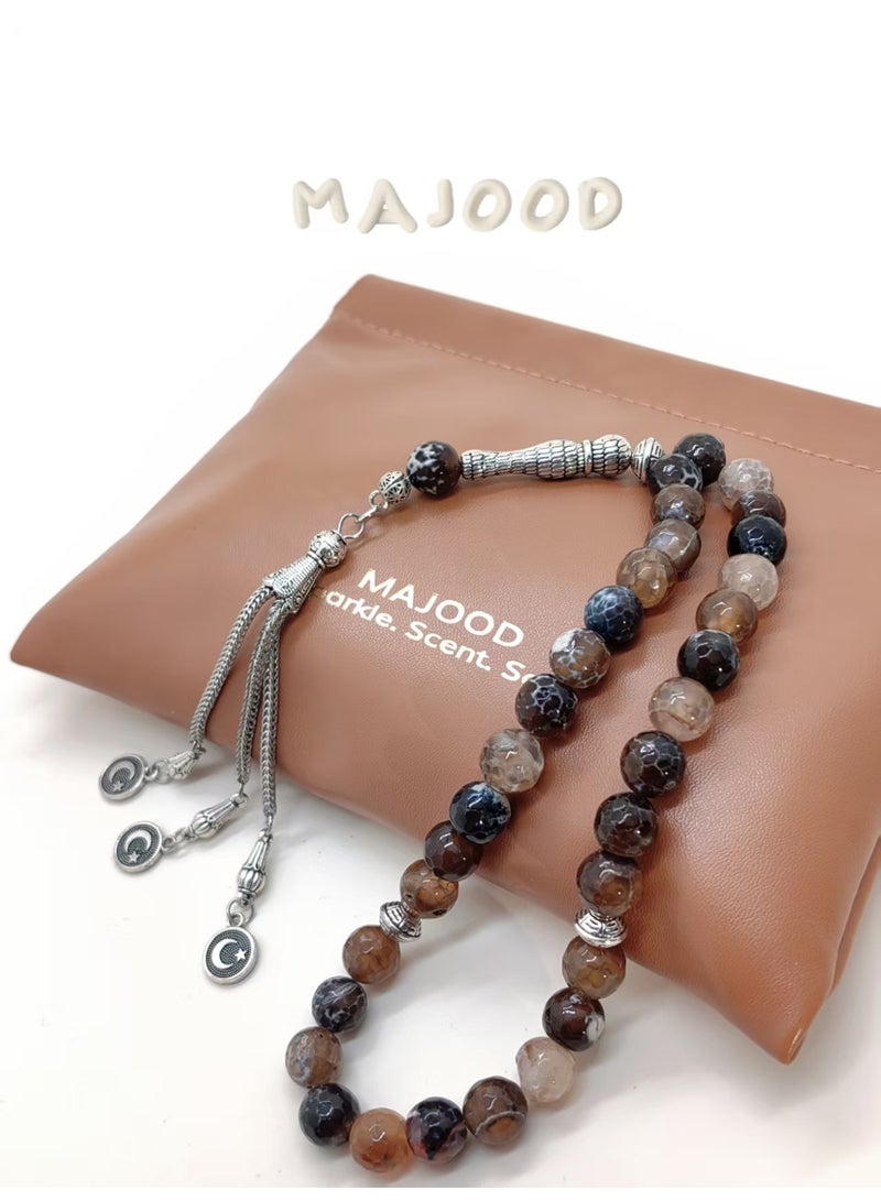 موجود 33 خرزة صلاة من اليشم الطبيعي/تسبيح/10 ملم - Image 2