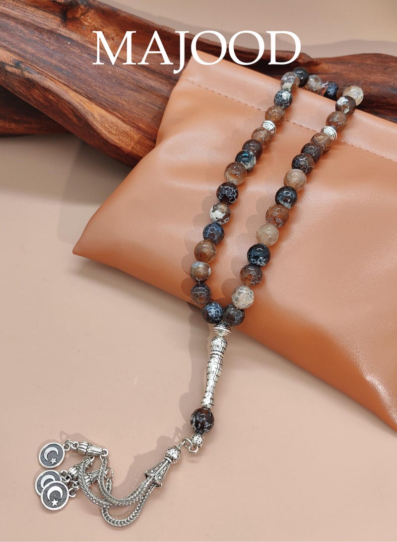 موجود 33 خرزة صلاة من اليشم الطبيعي/تسبيح/10 ملم - Image 3