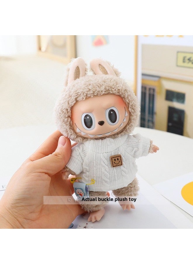 Labubu Doll Clothes 17cm Macaroon Vinyl Doll Labubu Doll Clothes Dress For T-Shirt Jeans-Specifications:Suitable For The First And Second Generation (excluding Baby)-Color:White Smiling Sweater (doll Not Included)  - Image 1