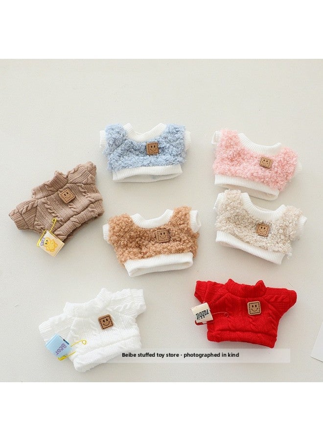 Labubu Doll Clothes 17cm Macaroon Vinyl Doll Labubu Doll Clothes Dress For T-Shirt Jeans-Specifications:Suitable For The First And Second Generation (excluding Baby)-Color:White Smiling Sweater (doll Not Included)  - Image 4