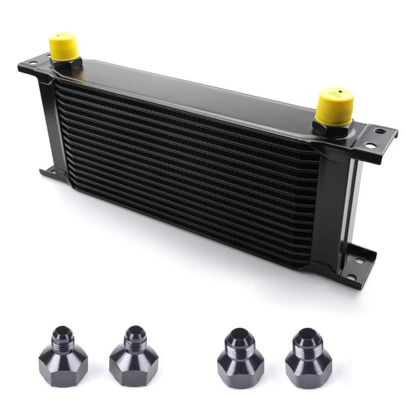 ZHSYMX 16 Row AN1010AN Stacked Plate Oil Cooler With 6AN 8AN Adapter Universal Engine Transmission British Radiator Oil Cooler Condenser Aluminium Alloy Black