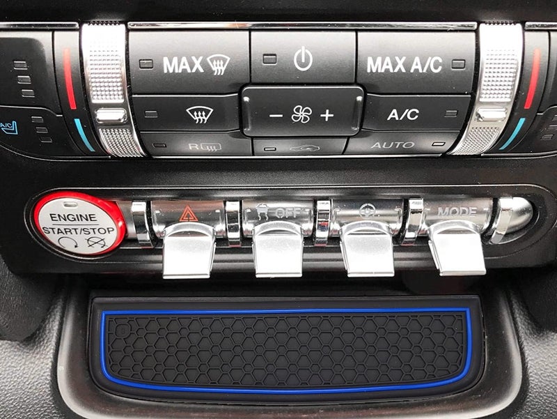Auprite Non-Slip Mats for Ford Mustang 2015-2023, 5-Piece Set with Dark Blue Trim - Image 3