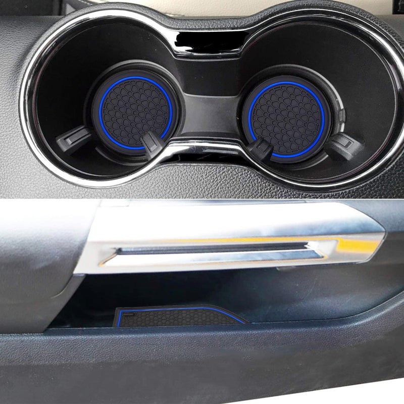 Auprite Non-Slip Mats for Ford Mustang 2015-2023, 5-Piece Set with Dark Blue Trim - Image 4