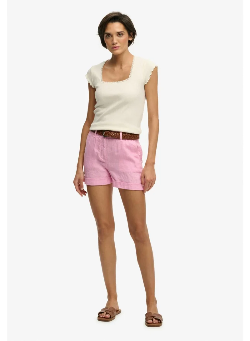 سوبر دراي Mid Rise Linen Shorts