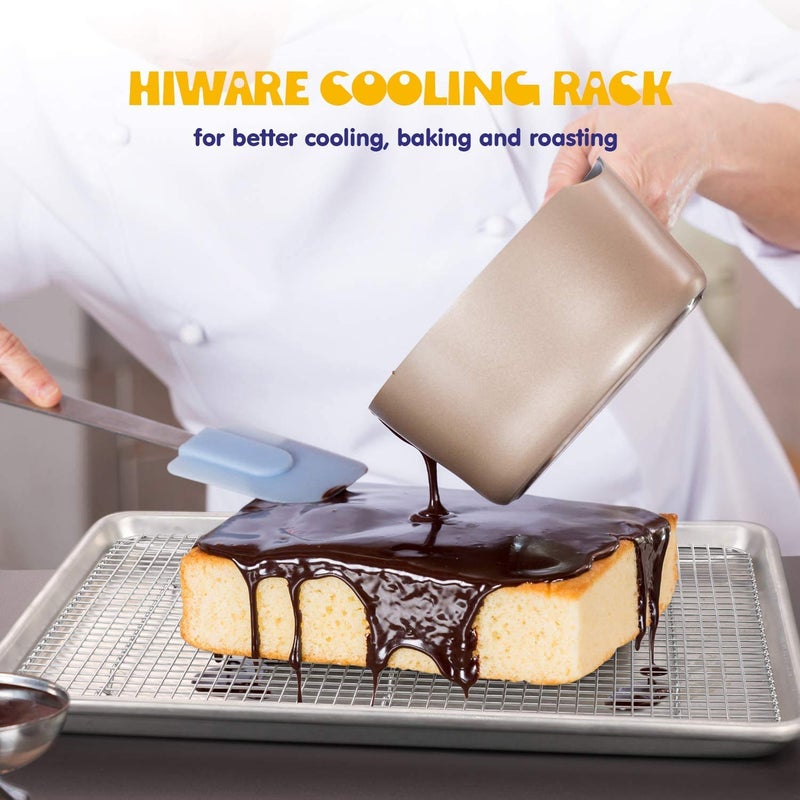 Hiware 2-Pack Cooling Racks for Baking - 10" x 15" - Stainless Steel Wire Cookie Rack Fits Jelly Roll Sheet Pan, Oven Safe for Cooking, Roasting, Grilling - Image 5