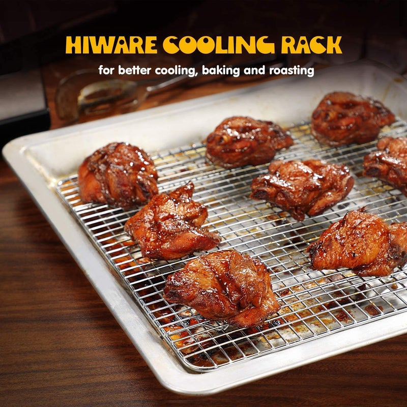 Hiware 2-Pack Cooling Racks for Baking - 10" x 15" - Stainless Steel Wire Cookie Rack Fits Jelly Roll Sheet Pan, Oven Safe for Cooking, Roasting, Grilling - Image 4