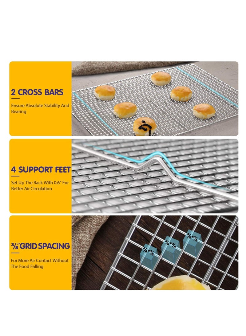 Hiware Hiware 2-Pack Cooling Racks for Baking - 10" x 15" - Stainless Steel Wire Cookie Rack Fits Jelly Roll Sheet Pan, Oven Safe for Cooking, Roasting, Grilling - Image 2