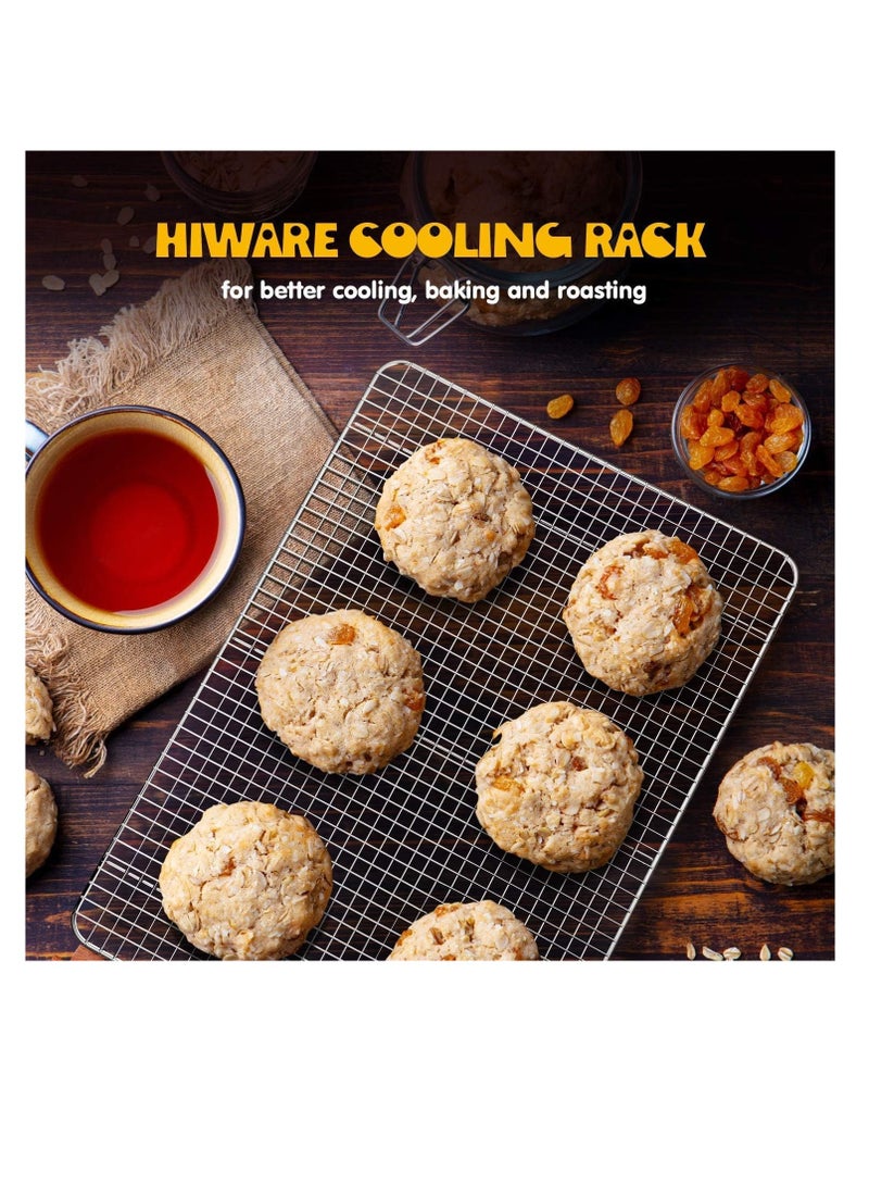 Hiware Hiware 2-Pack Cooling Racks for Baking - 10" x 15" - Stainless Steel Wire Cookie Rack Fits Jelly Roll Sheet Pan, Oven Safe for Cooking, Roasting, Grilling - Image 3