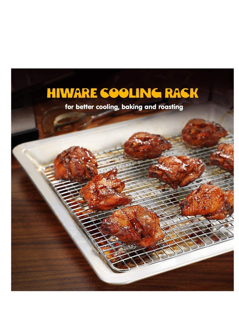 Hiware Hiware 2-Pack Cooling Racks for Baking - 10" x 15" - Stainless Steel Wire Cookie Rack Fits Jelly Roll Sheet Pan, Oven Safe for Cooking, Roasting, Grilling - Image 5