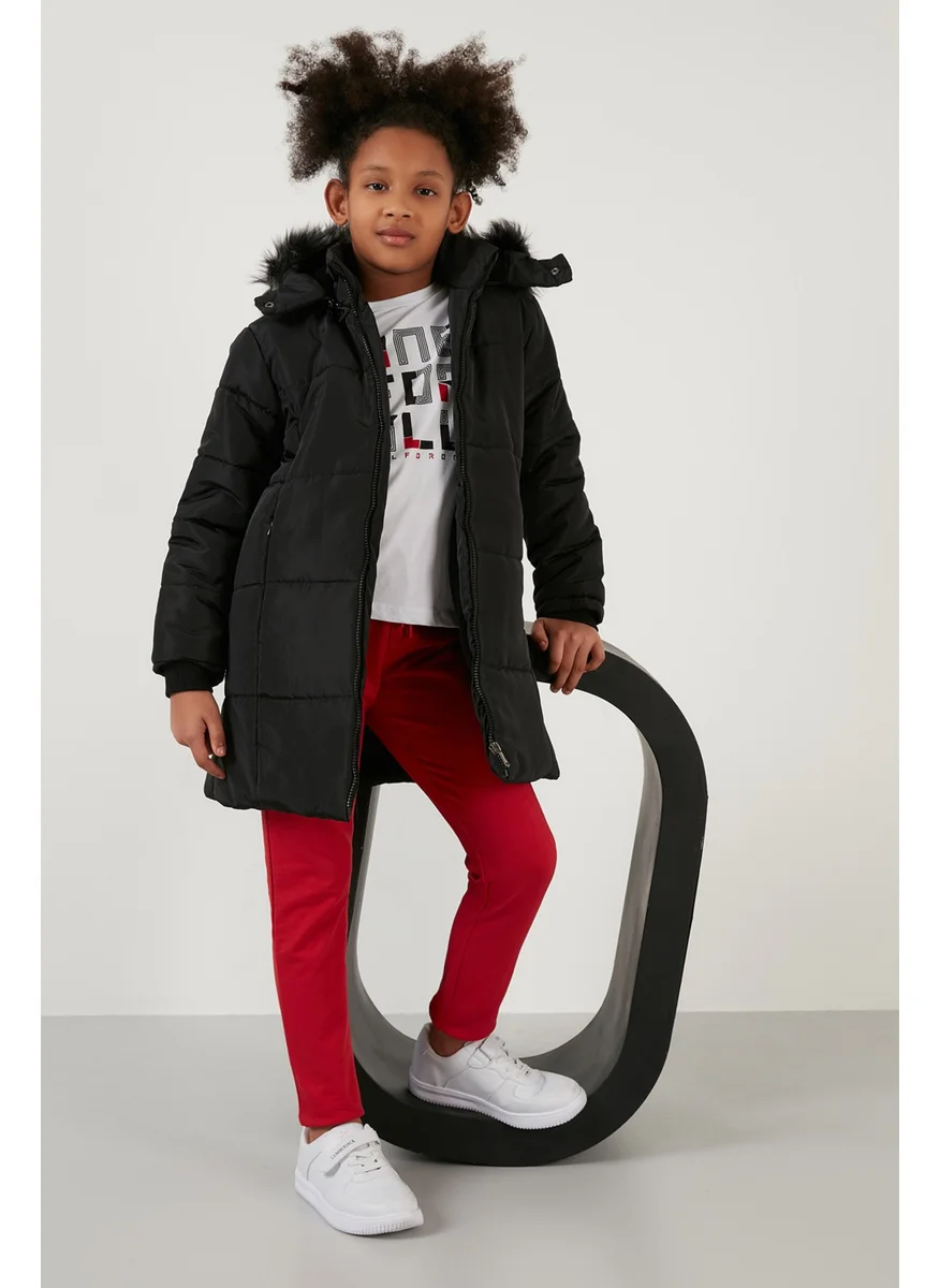 Lela Girl's Coat with Faux Fur Collar and Plush Lining and Removable Hood 5760043