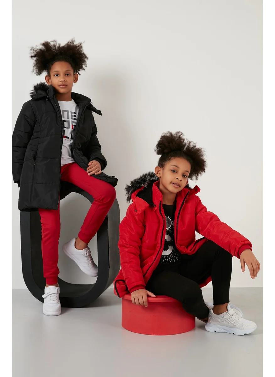 Lela Girl's Coat with Faux Fur Collar and Plush Lining and Removable Hood 5760043