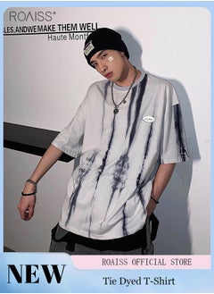 roaiss Tie Dye Tee Mens Fashion Casual Basic Short Sleeve Henley T-Shirts  - Image 1
