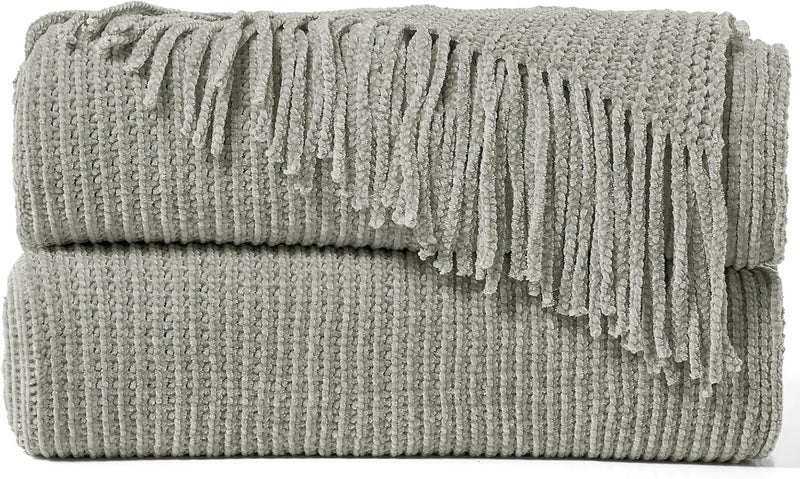 inhand Knit Throw Blanket for Sofa Bed, Soft Cozy Large Mesh Tassel Bohemian Style Blanket for Women, Warm Autumn and Winter Decoration, 60 x 80 inches - Image 1