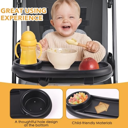 KEUYE Snack Tray Compatible with Nuna,Snack Tray for Stroller Compatible with Nuna,3 in 1 Snack Tray Attachment Compatible with Nuna with Phone Holder and Cup Holder - Image 2