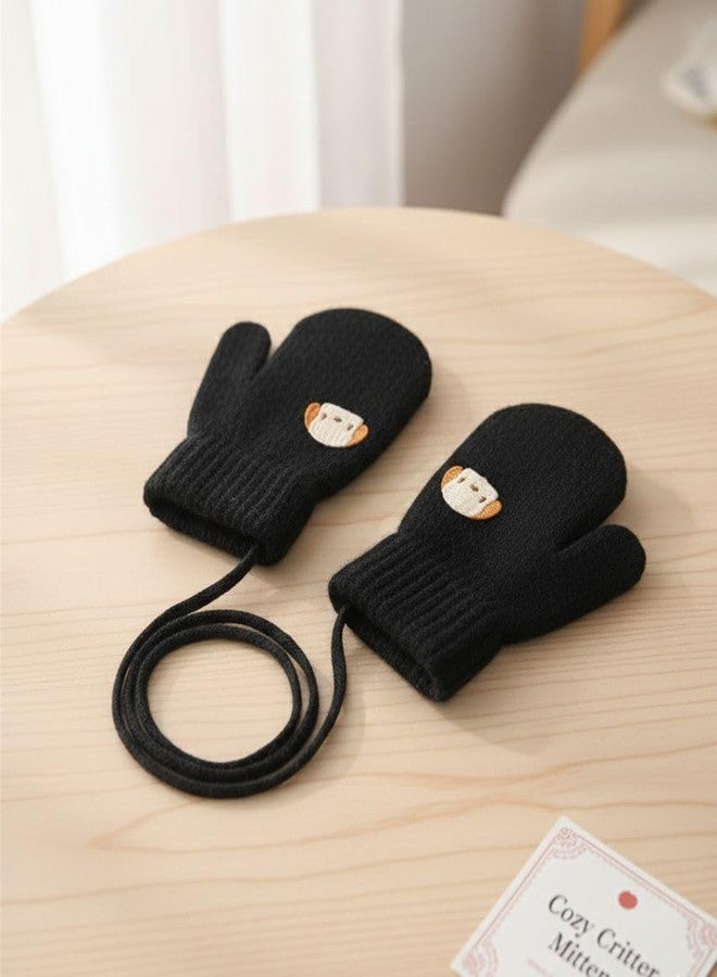 FAMWRAPZ Woolen Winter Gloves for New Born Baby Girls & Boys, fits for 0-1 years, Cozy Critter Mittens | Soft Thermal Knit Gloves with Anti-Lost String for Infants 0-12 Months | Pack of 1 Pair - Image 5