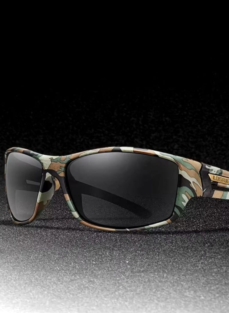 POLITE Camouflage Green Military Style Sunglass for Men and Women, UV400 Polarized Outdoor Sunglasses for Cycling, Fishing, Hunting, Running, Offroad Driving - Image 2