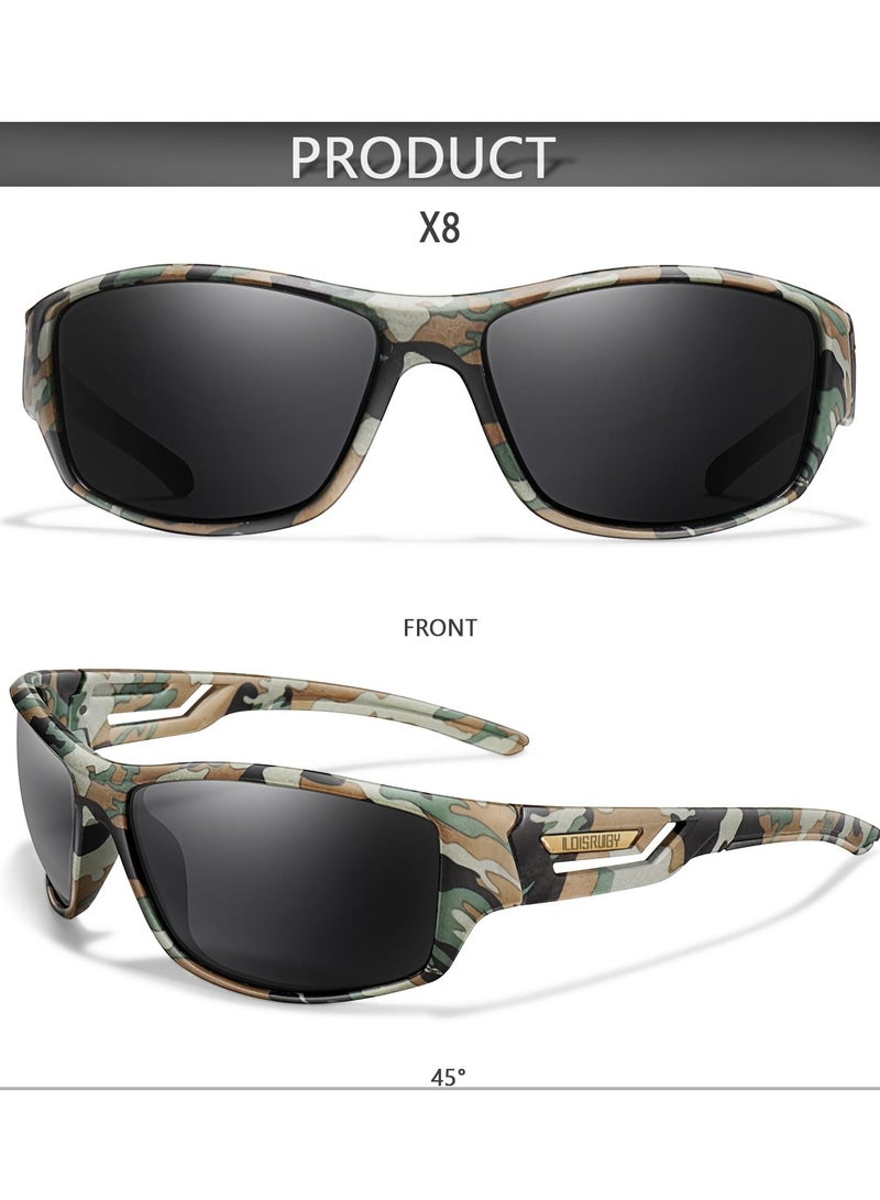 POLITE Camouflage Green Military Style Sunglass for Men and Women, UV400 Polarized Outdoor Sunglasses for Cycling, Fishing, Hunting, Running, Offroad Driving - Image 3