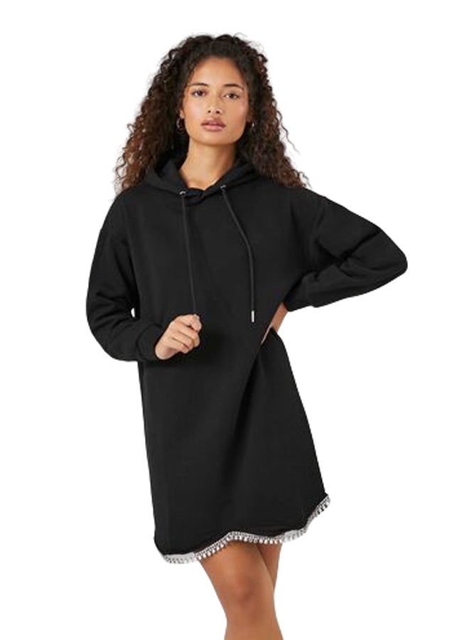 FOREVER 21 Fleece Faux Gem-Trim Hoodie Dress - Image 1
