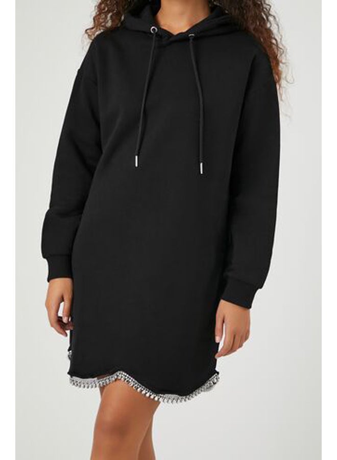 FOREVER 21 Fleece Faux Gem-Trim Hoodie Dress - Image 5