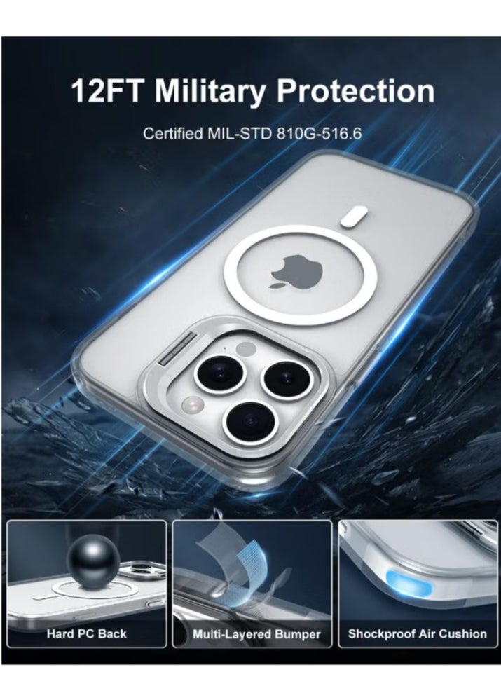 Generic Luxury Magnetic Shockproof Phone Case for Iphone 16 Pro Funda Stand Glass Lens Protection Back Cover  - Image 4