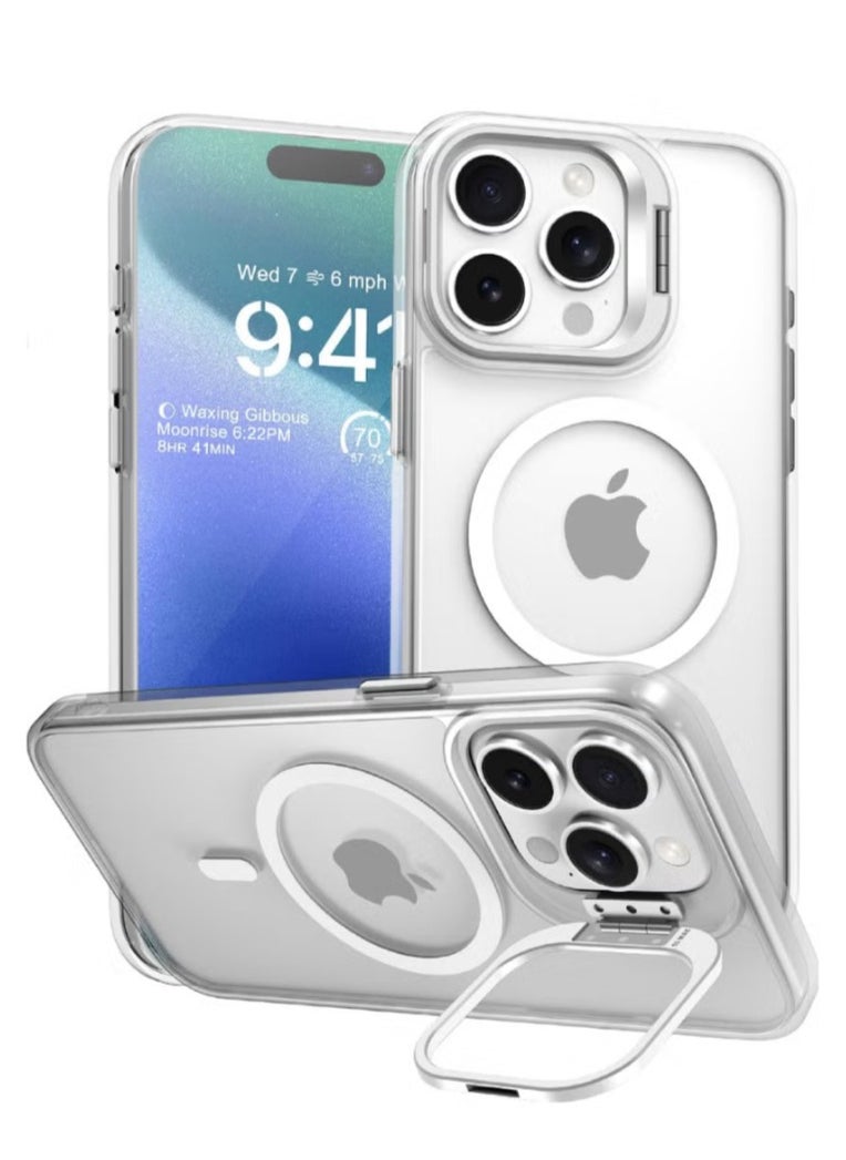 Generic Luxury Magnetic Shockproof Phone Case for Iphone 16 Pro Funda Stand Glass Lens Protection Back Cover  - Image 1