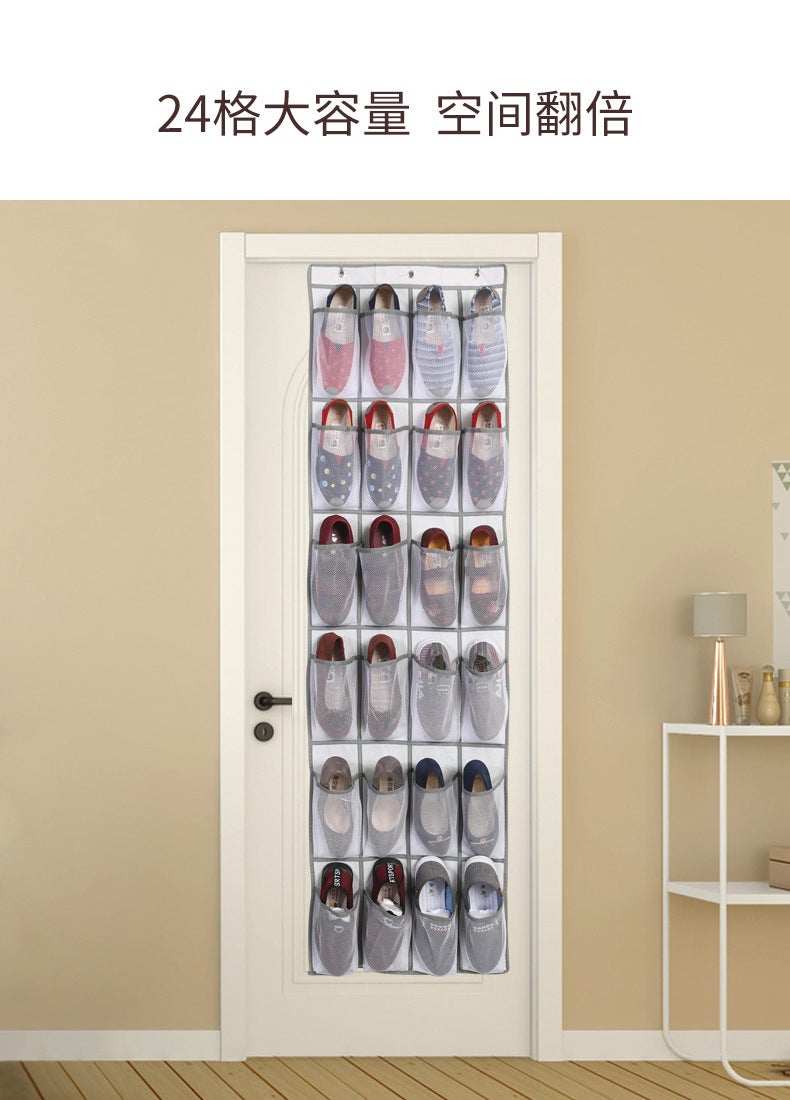 2Pcs 24 Large Mesh Pockets Storage Bag Behind the Door Shoe Organizer Over the Door Shoe Rack Shoe Shelf White - Image 2