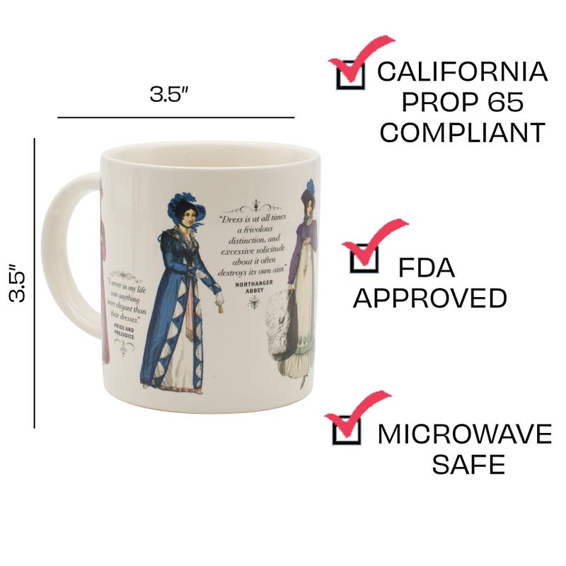 The Unemployed Philosophers Guild Jane Austen Finery Color Changing Mug - Coffee Transforms Day Attire To Show Evening Gowns, Comes in Gift Box, 12 oz - Image 3