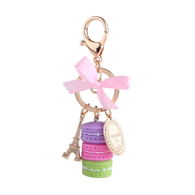 Colorful Cute Macaroon Eiffel Tower Keychain Keyring Bag Pendant Car Charm Decoration(Purple) - Image 1