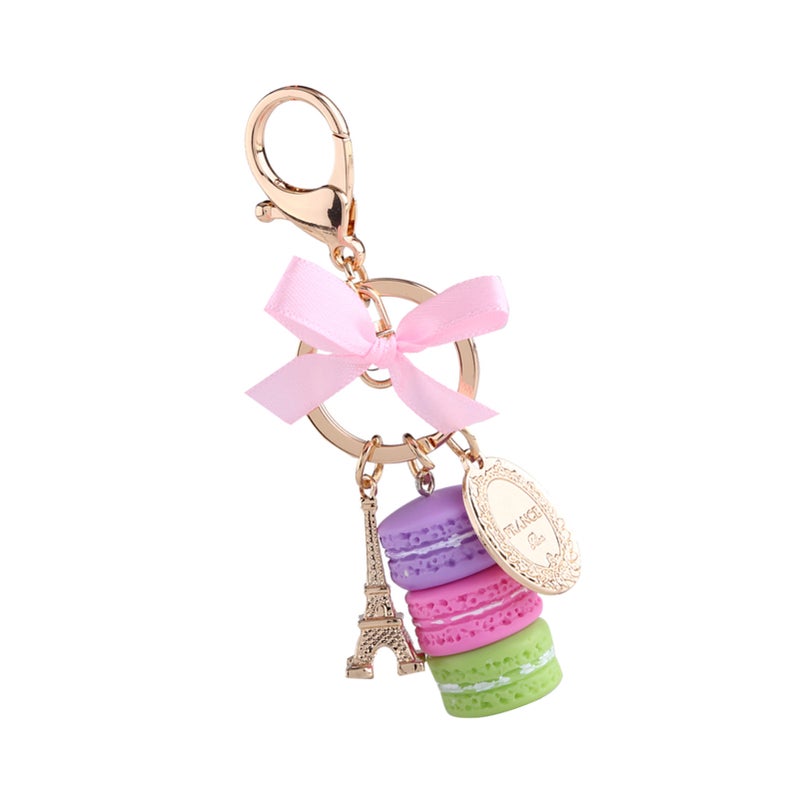 Colorful Cute Macaroon Eiffel Tower Keychain Keyring Bag Pendant Car Charm Decoration(Purple) - Image 2