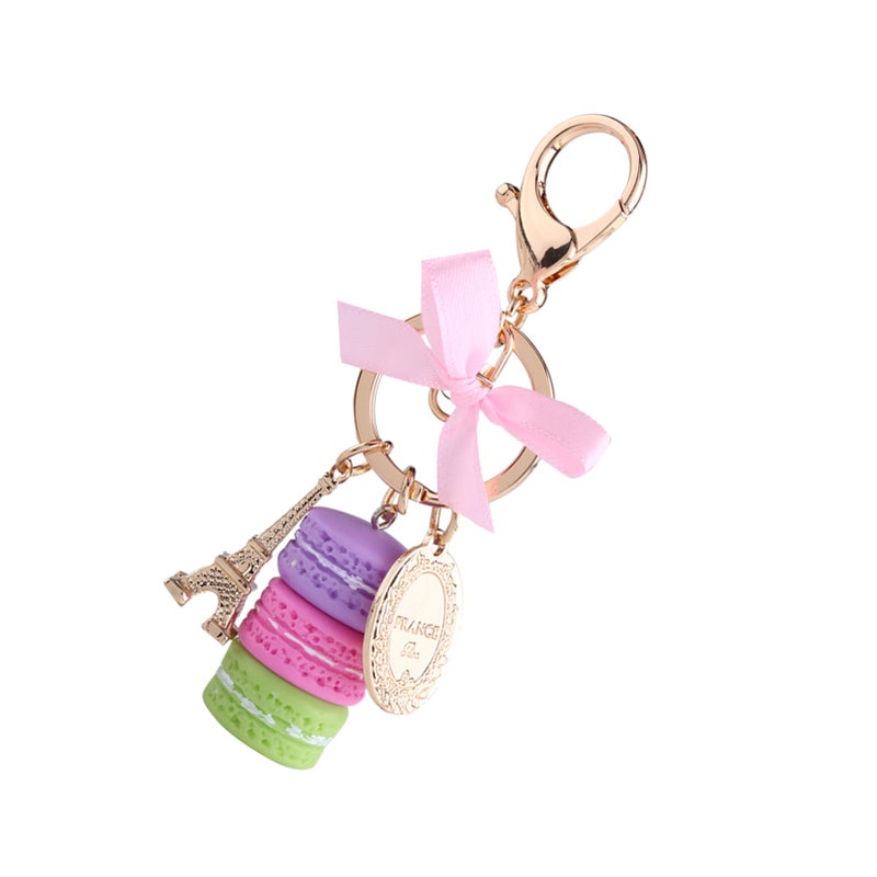 Colorful Cute Macaroon Eiffel Tower Keychain Keyring Bag Pendant Car Charm Decoration(Purple) - Image 4