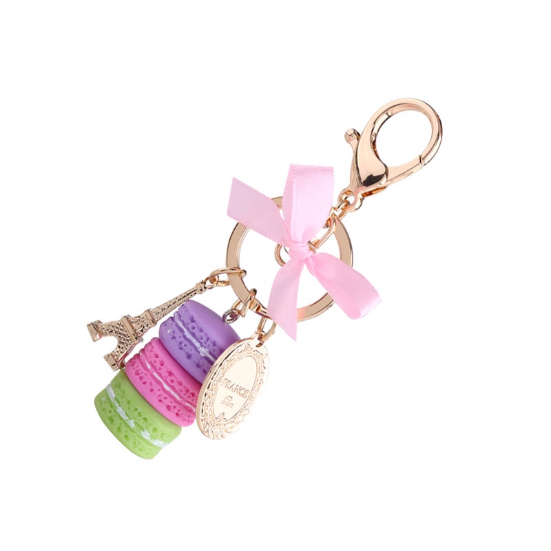 Colorful Cute Macaroon Eiffel Tower Keychain Keyring Bag Pendant Car Charm Decoration(Purple) - Image 3