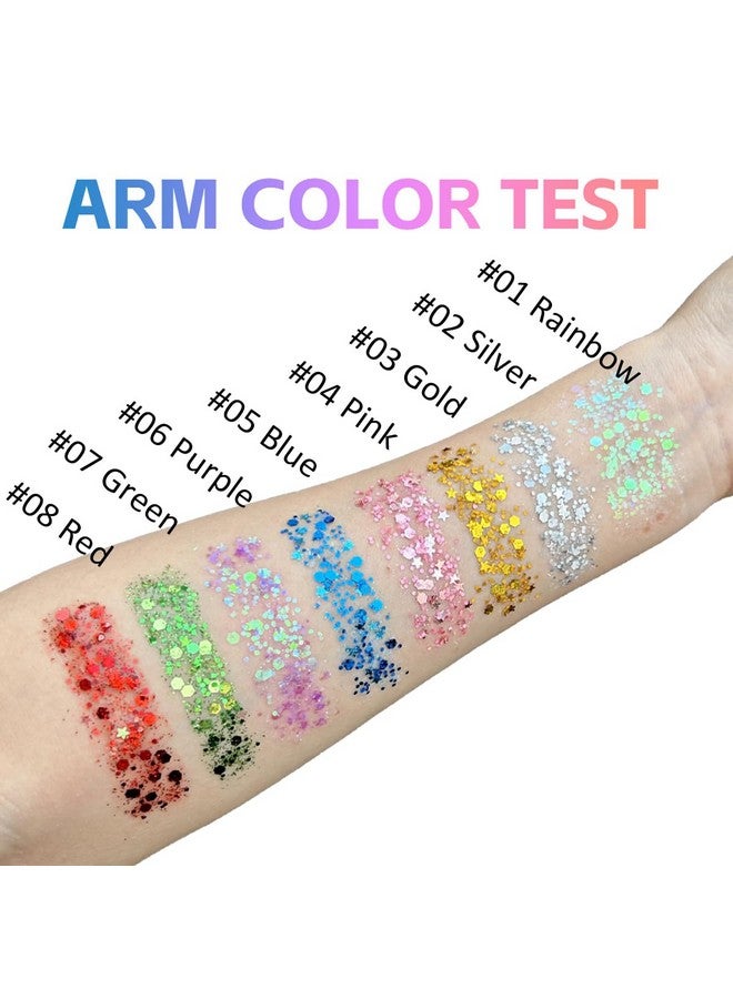 Mysense Pink Body Glitter Stick,Face Hair Glitter Makeup,Sparkling Mermaid Sequins Chunky Glitter Face Paint,Singer Concert Outfit Festival Rave Accessories for Women and Kids - Image 3