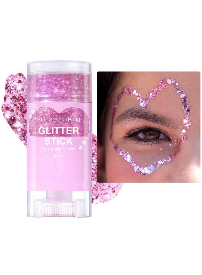 Mysense Pink Body Glitter Stick,Face Hair Glitter Makeup,Sparkling Mermaid Sequins Chunky Glitter Face Paint,Singer Concert Outfit Festival Rave Accessories for Women and Kids - Image 1