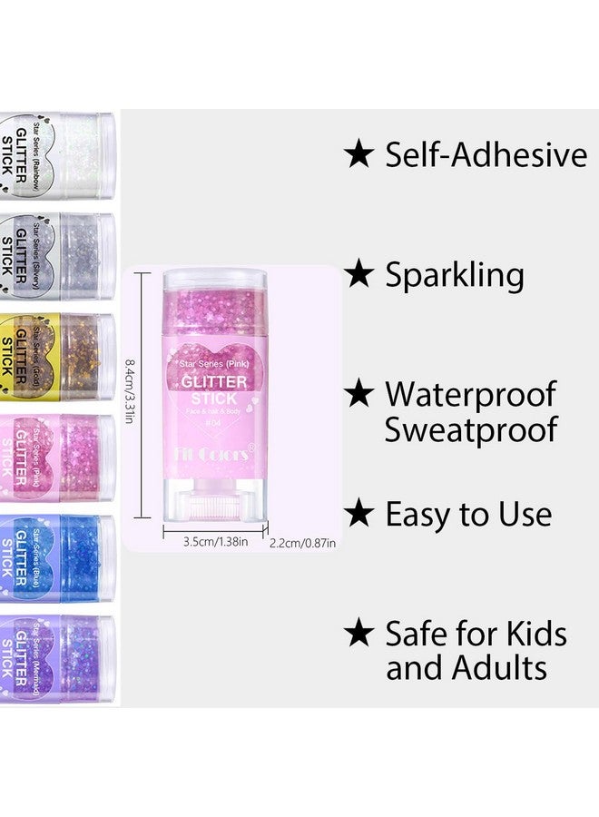 Mysense Pink Body Glitter Stick,Face Hair Glitter Makeup,Sparkling Mermaid Sequins Chunky Glitter Face Paint,Singer Concert Outfit Festival Rave Accessories for Women and Kids - Image 2