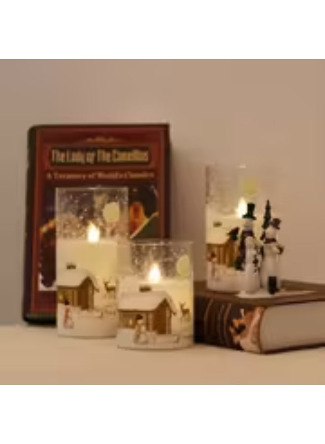 إيروريكس مجموعة 3 قطع شموع LED بدون لهب مع مؤقت وتشغيل/إيقاف تلقائي – تعمل بالبطارية، لهب متلألئ واقعي، إضاءة بيضاء دافئة، شموع أعمدة بتصميم رجل الثلج والظبي للكريسماس للاستخدام داخل/خارج المنزل (بلاستيك) – ديكور طاولة لموسم الشتاء (بدون شمع) - Image 5