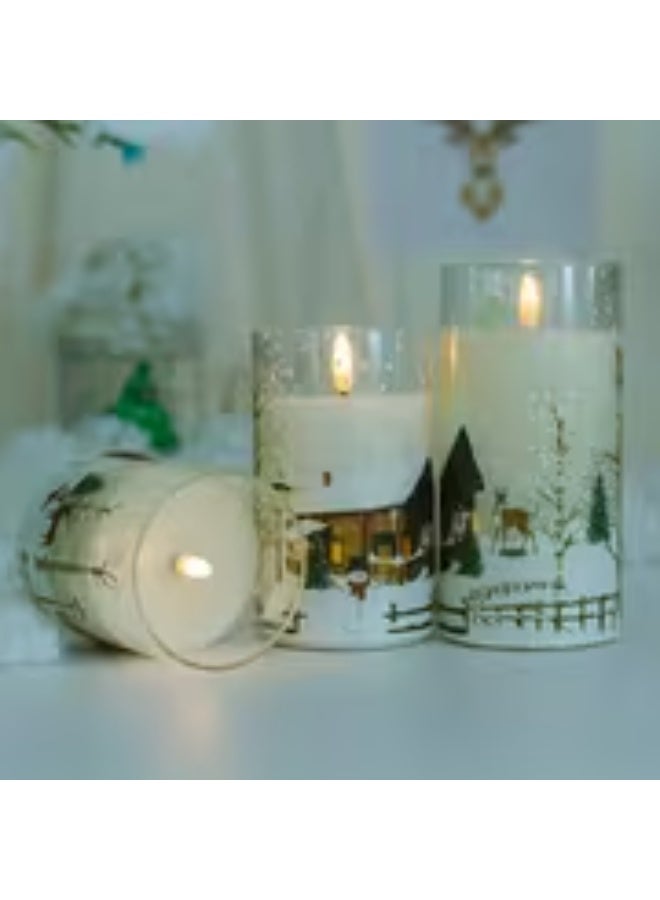 إيروريكس مجموعة 3 قطع شموع LED بدون لهب مع مؤقت وتشغيل/إيقاف تلقائي – تعمل بالبطارية، لهب متلألئ واقعي، إضاءة بيضاء دافئة، شموع أعمدة بتصميم رجل الثلج والظبي للكريسماس للاستخدام داخل/خارج المنزل (بلاستيك) – ديكور طاولة لموسم الشتاء (بدون شمع) - Image 4